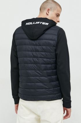 Hollister Co. geaca barbati, culoarea negru, de tranzitie