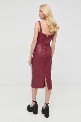 Bardot rochie culoarea bordo, mini, mulata