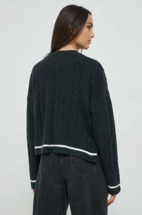 Abercrombie & Fitch cardigan din amestec de lana femei, culoarea negru