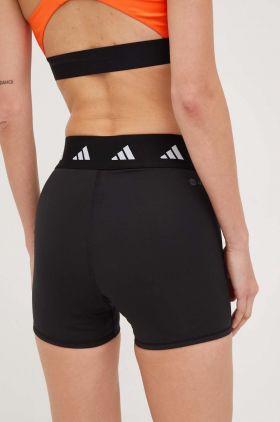 adidas Performance pantaloni scurți de antrenament Period Proof femei, culoarea negru, cu imprimeu, high waist