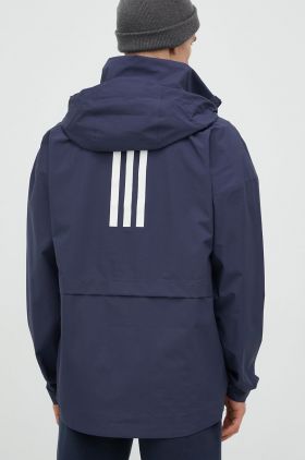 adidas geaca de ploaie barbati, culoarea albastru marin, de tranzitie