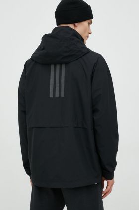 adidas geaca de ploaie barbati, culoarea negru, de tranzitie