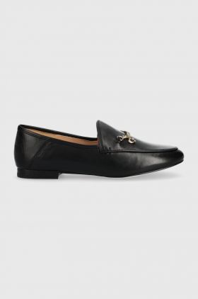 Coach mocasini de piele Cb989 Hanna Loafer femei, culoarea negru, cu toc plat