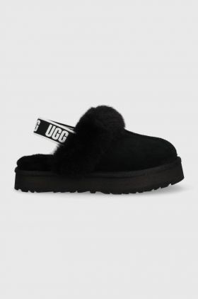 UGG papuci din piele Funkette culoarea negru