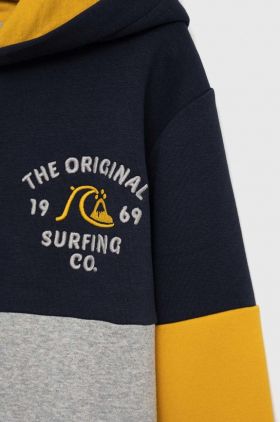 Quiksilver bluza copii culoarea albastru marin, cu glugă, modelator