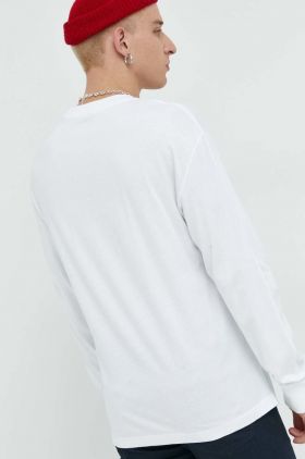 Abercrombie & Fitch longsleeve din bumbac culoarea alb, neted