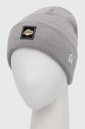 New Era caciula culoarea gri, din tricot gros