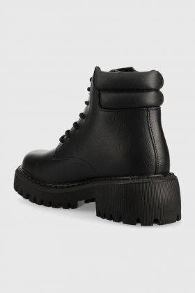 Napapijri bocanci de piele Berry femei, culoarea negru, cu platforma, izolare usoara