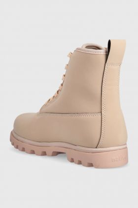 Native bocanci Johnny femei, culoarea roz, cu toc plat