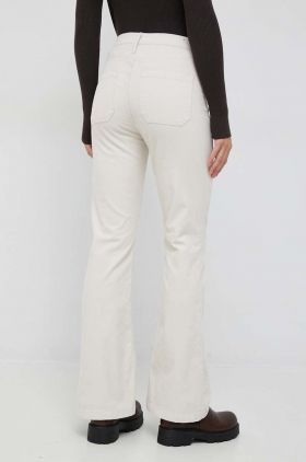 GAP pantaloni de catifea cord femei, culoarea bej, evazati, high waist