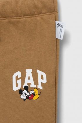 GAP pantaloni de trening pentru copii X Disney culoarea maro, neted