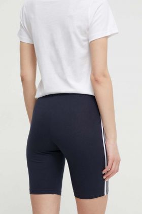 adidas pantaloni scurți femei, culoarea bleumarin, cu imprimeu, medium waist  HF5955