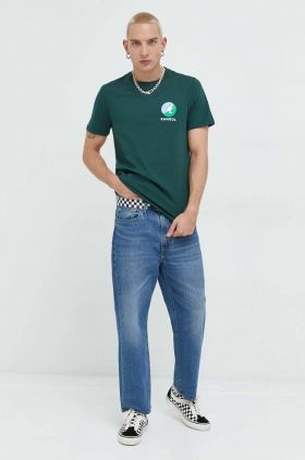 Kangol tricou din bumbac culoarea verde, cu imprimeu