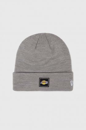 New Era caciula culoarea gri, din tricot gros