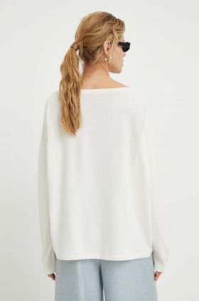 AllSaints longsleeve femei, culoarea alb