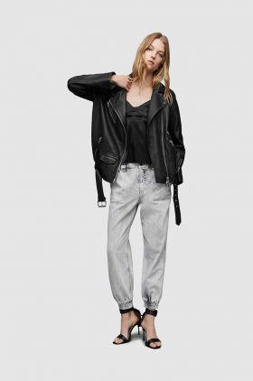 AllSaints geaca ramones de piele femei, culoarea negru, de tranzitie