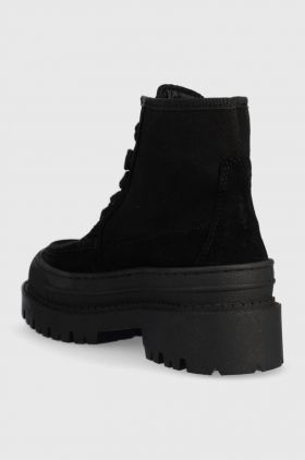 Tommy Jeans bocanci Womens Foxing Lace Up Boot femei, culoarea negru, cu platforma