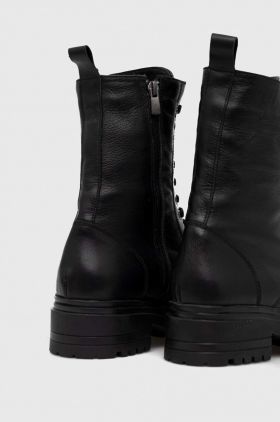 Answear Lab cizme de piele femei, culoarea negru, cu toc plat, izolat