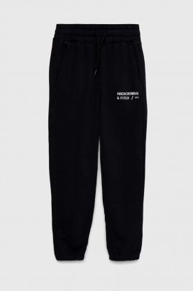 Abercrombie & Fitch pantaloni de trening culoarea negru, cu imprimeu