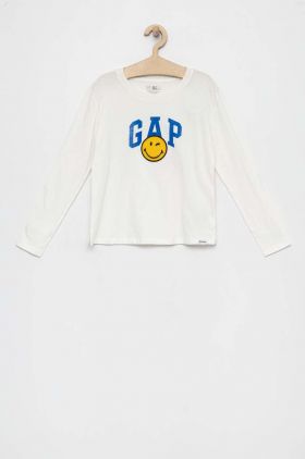 GAP longsleeve din bumbac pentru copii culoarea alb