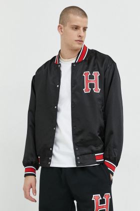 HUF geaca bomber barbati, culoarea negru, de tranzitie