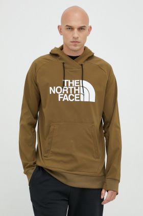 The North Face hanorac Tekno barbati, culoarea verde, cu glugă, cu imprimeu