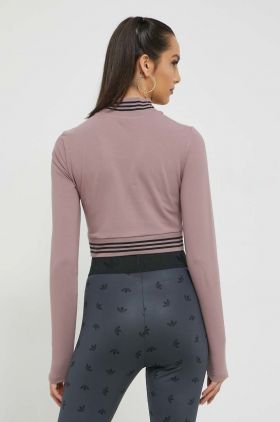 adidas Originals longsleeve femei, culoarea roz, cu turtleneck