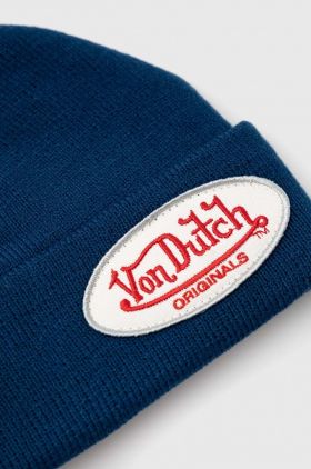 Von Dutch caciula culoarea albastru marin, din tricot gros