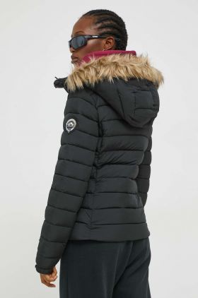 Superdry geaca femei, culoarea negru, de iarna