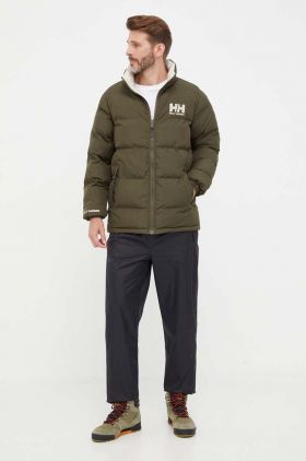 Helly Hansen geaca cu doua fete barbati, culoarea verde, de iarna