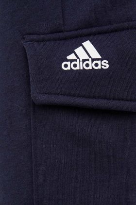 adidas pantaloni de trening femei, culoarea albastru marin, cu imprimeu