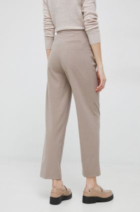 United Colors of Benetton pantaloni femei, culoarea bej, lat, high waist