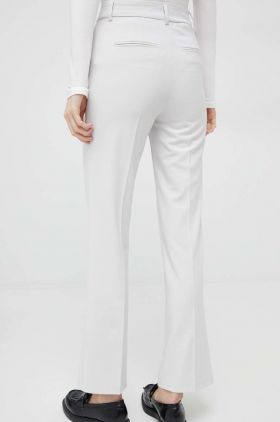 United Colors of Benetton pantaloni femei, culoarea gri, lat, high waist