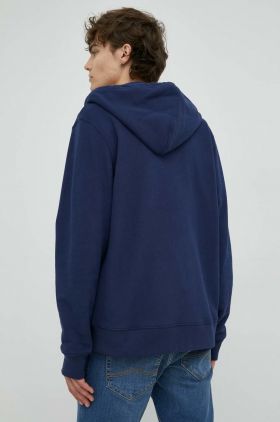 Levi's hanorac de bumbac barbati, culoarea albastru marin, cu glugă, neted