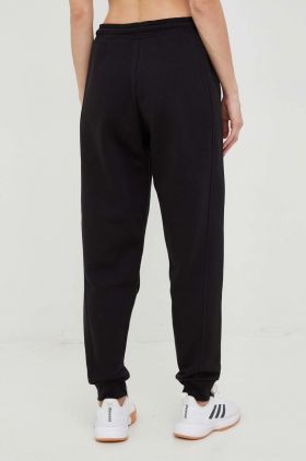 adidas pantaloni de trening femei, culoarea negru, neted