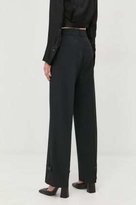 Herskind pantaloni Logan femei, culoarea negru, lat, high waist