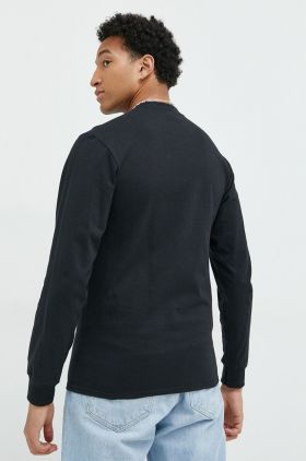 HUF longsleeve din bumbac culoarea negru, cu imprimeu