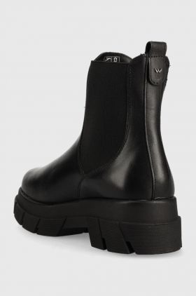 Wojas ghete chelsea de piele femei, culoarea negru, cu platforma