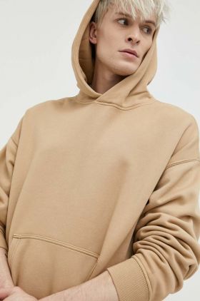 Abercrombie & Fitch bluza barbati, culoarea bej, cu glugă, neted