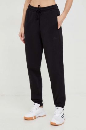 adidas pantaloni de trening femei, culoarea negru, neted