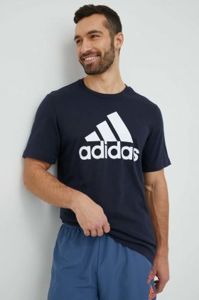 adidas tricou din bumbac culoarea bleumarin, cu imprimeu IC9348