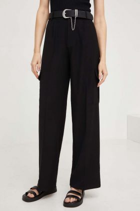 Answear Lab pantaloni femei, culoarea negru, drept, high waist