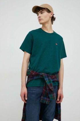 Levi's tricou din bumbac , culoarea verde, melanj