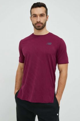 New Balance tricou de alergare Q Speed culoarea bordo, neted