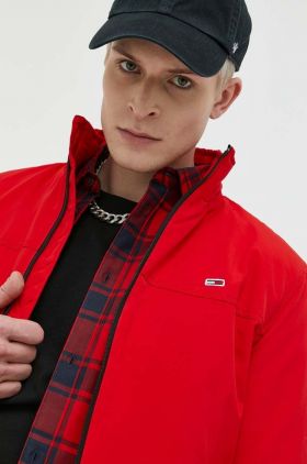 Tommy Jeans geaca barbati, culoarea rosu, de tranzitie