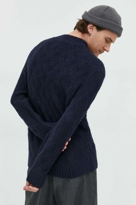 Abercrombie & Fitch pulover barbati, culoarea albastru marin, cu turtleneck