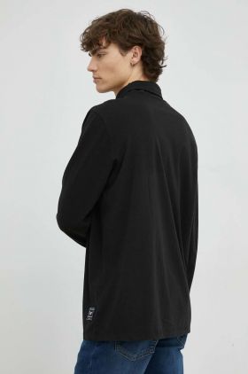 Levi's longsleeve din bumbac culoarea negru, neted