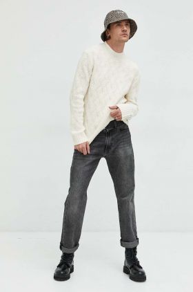 Abercrombie & Fitch pulover barbati, culoarea alb