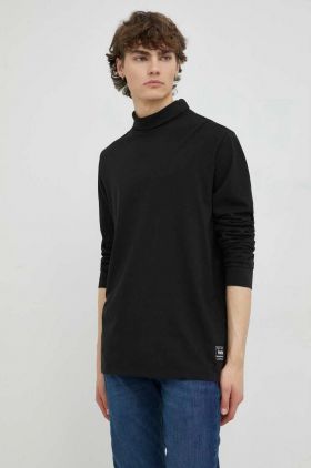 Levi's longsleeve din bumbac culoarea negru, neted