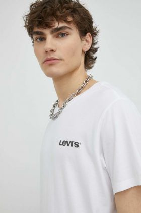 Levi's tricou din bumbac culoarea alb, cu imprimeu